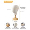 thumbnail image 2 of Wig Stand Mannequin HeadHat Display Stand Linen Wig Holder, Canvas Dome + Detachable Wood Stand for Wigs,Hats,Caps, 2 of 5
