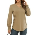 thumbnail image 3 of Blusa con cuello en V y muesca para mujer, Top con cuello en V y muesca para mujer, Top con cuello en V probado profesionalmente, 3 of 6