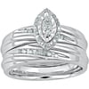 1/8 Carat T.W. Diamond Sterling Silver Bridal Set with Marquis Head