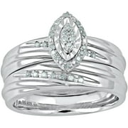 1/8 Carat T.W. Diamond Sterling Silver Bridal Set with Marquis Head