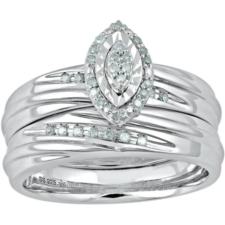 1/8 Carat T.W. Diamond Sterling Silver Bridal Set with Marquis Head
