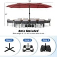 thumbnail image 3 of Blorly 15ft Large Patio Umbrella with Base Included, Rectangle Table Umbrella Outdoor Patio, Outside Umbrellas for Deck, Market, Backyard, Red, 3 of 8