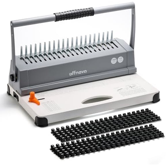 Binding Machine, 21-Hole 450 Sheets Paper Comb Binding Machine for Letter Size / A4 / A5 Paper, Easy to Punch Handle, Adjustable Margin, Book Binder with 100 PCS 3/8'' Comb Binding Spines