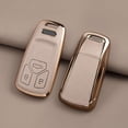thumbnail image 3 of Key Case Holder Protector with Keychain for Audi A4 Q7 Q5 TT A5 SQ5 R8 S5 Upper Leather Soft TPU Key Fob Cover, 3 of 9