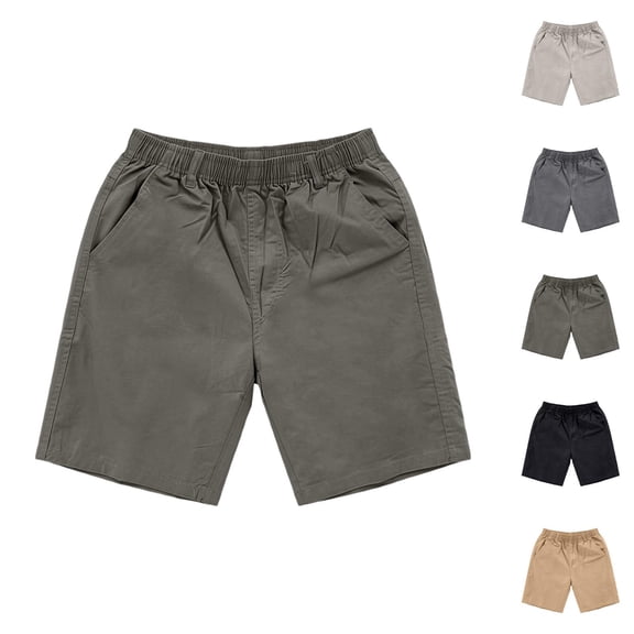 Casual Shorts for Men Summer Lightweight Elastic Waist Wide Straight Leg Loose Bermuda Shorts with Pockets