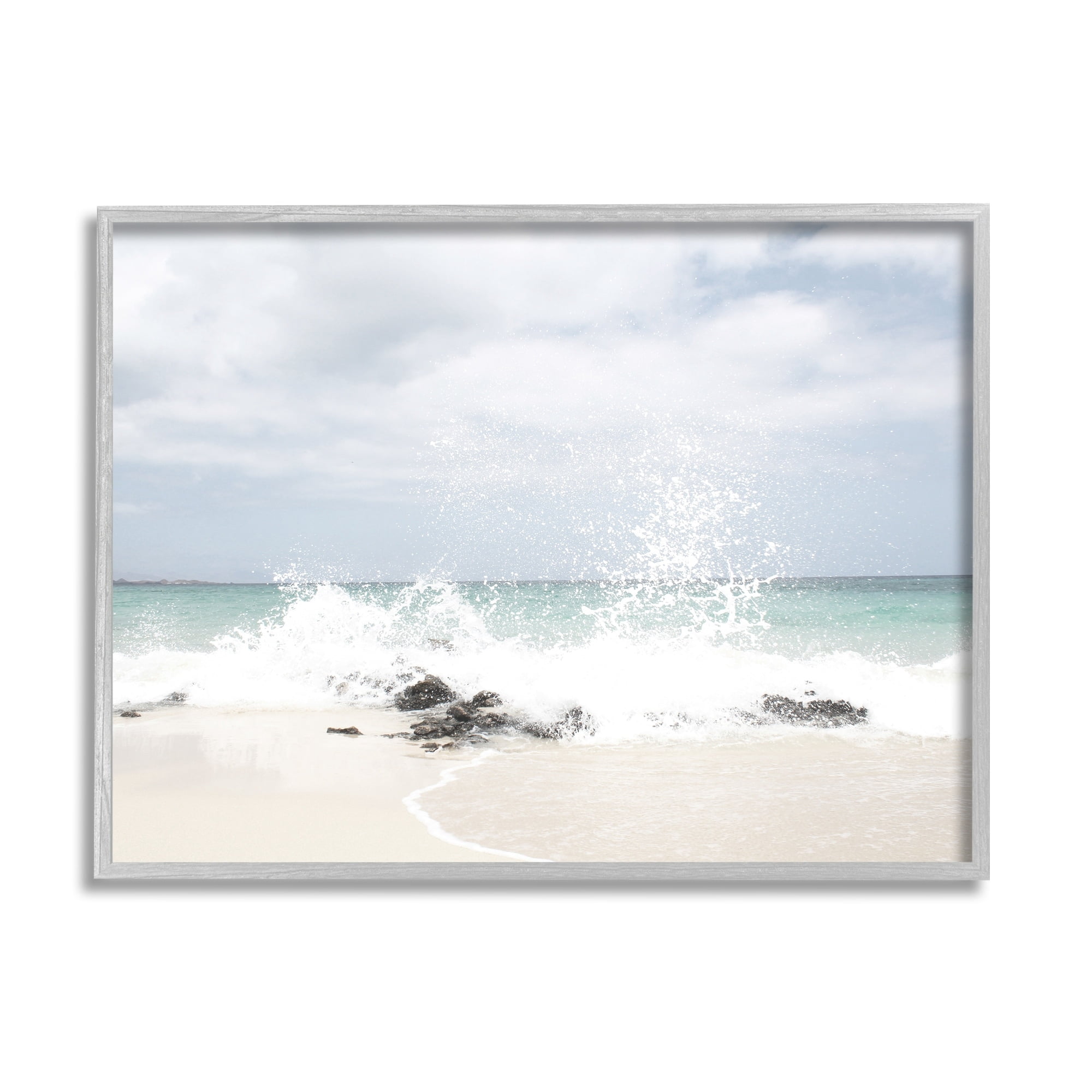 Stupell Industries Tropical Sea Coast Wave Splash Rocky Sand Beach,14 x 11, Design by Leah Straatsma