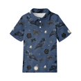 thumbnail image 4 of Girls School Uniform Short Sleeve Henley Cute Cartoon Animal Print T Shirts Button Closure Active Comfy Polo Shirts, 140, 4 of 5