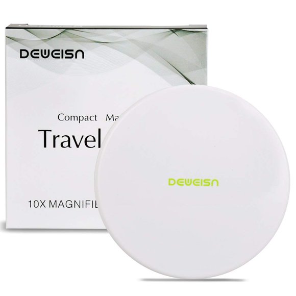 deweisn Espejo cosmético compacto con aumento, elegante espejo compacto de bolsillo para maquillaje, espejo de maquillaje de mano para viajes con potente aumento de 10x y 1 espejo True View para viaje