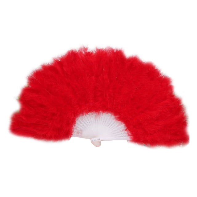 Redempat Feather Fan Decoration Craft Parties Handheld Ornament Decorative Fans Elegant Dance Performance Accessory Adult Red 1Set