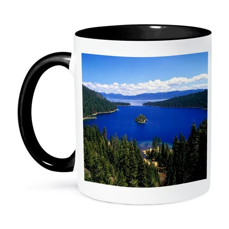 3dRose, Lake Tahoe California, 11oz Two-Tone Black Mug