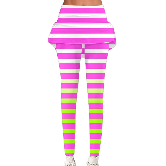 Puntoco Pantalones De Cintura Elástica Cómodos A Rayas A La Moda Para Mujer, Pantalones De Doble Capa Con Bolsillo Para Yoga, Rojo Rosa Xxxl