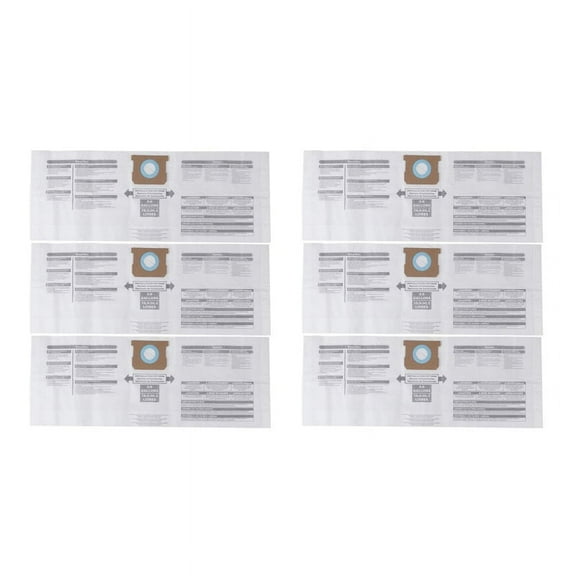 6X Universal Dry Dust Bag 5 to 8 Gallon Vacuum Cleaner Replacement Accessory Fit for Shop Vac 90661 906-61 9066100