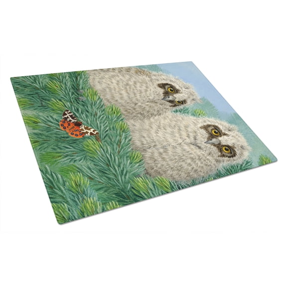 Caroline's Treasures Owlets Glass Cutting Board Large