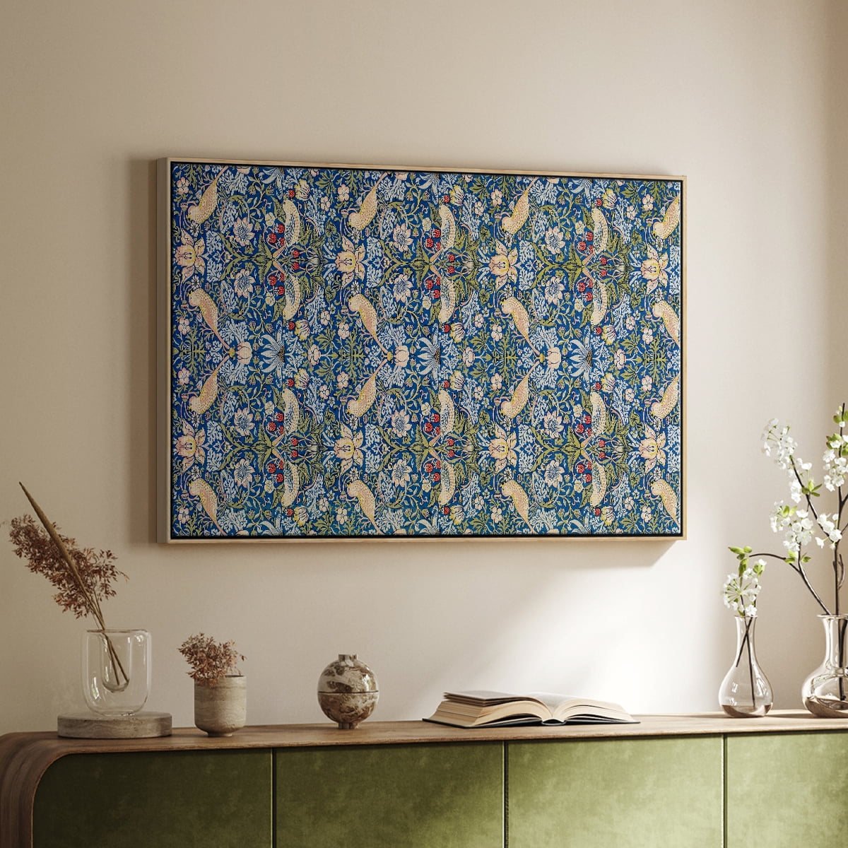Vintage Abstract Print-XXI Framed in Natural Wood Wood Gallery Wrapped Canvas 27 in. x 41 in.