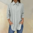 thumbnail image 2 of GJSYRH Elegant Women's Solid Color Linen Shirt with Chest Pocket for Casual Beachwear and Everyday Fashion Comfort, 2 of 6