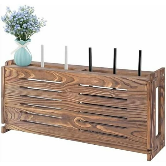 Router Shelf Wall Mount WiFi Router Storage Box Modem Cable Router Cover Organized Power Strip Cable Management Hider Rack by Wood Need Assembly 26 * 9.8 * 5.4 in(L* H * D) SSE