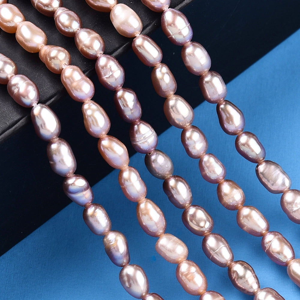 Natural Cultured Freshwater Pearl Beads Strands Baroque Keshi Pearl Rice Beads Thistle 4.5~8.2x3.5~4mm13.98 inch(35.5cm)
