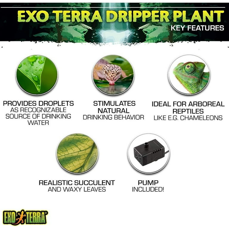 Exo Terra Large Terrarium Dripper Plant, Fake Reptile Decor