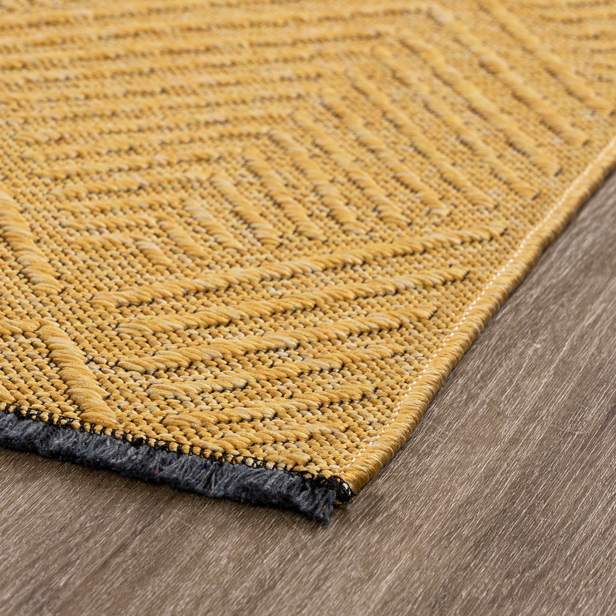 Alma Transitional 2' x 7.7' Gold, Machine Washable Polyester & Cotton Indoor Area Rug