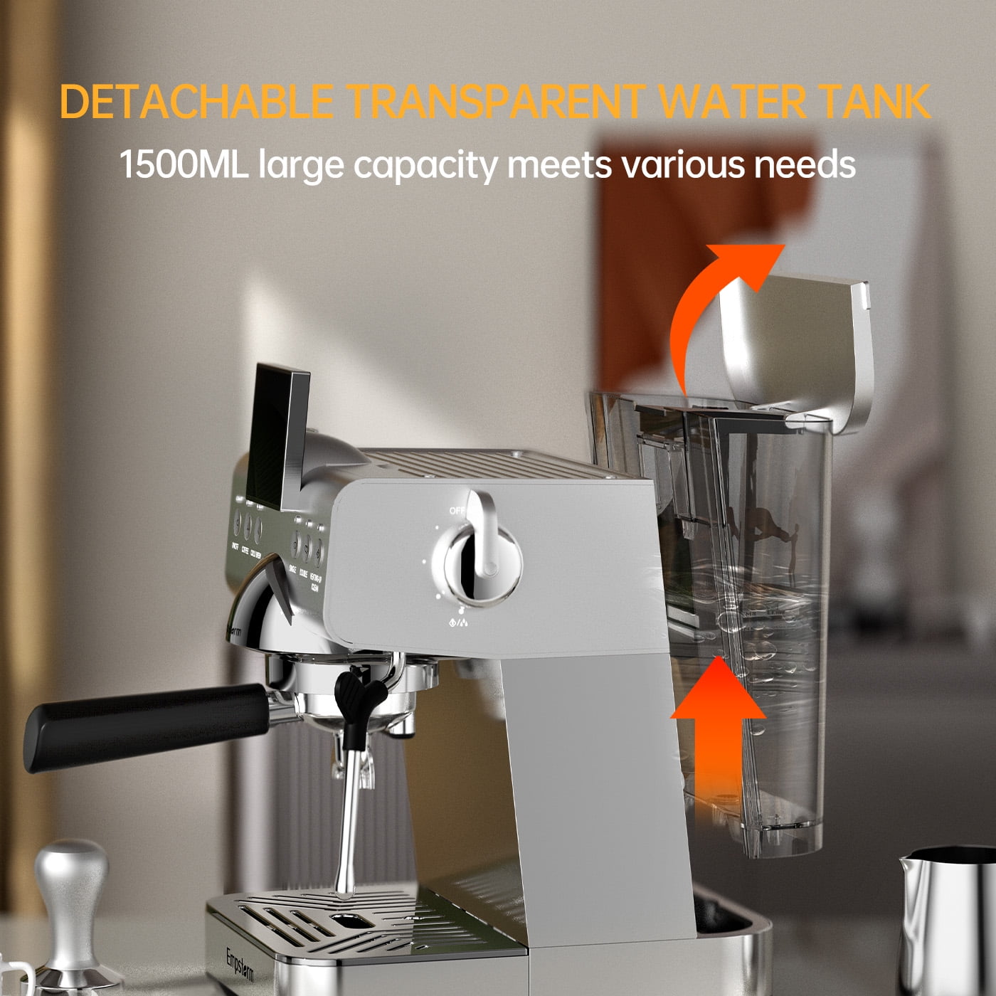 Empstorm Espresso Machine 20 Bar Steel Espresso Machines with Milk Frother, Cold & Hot Brew for Cappuccino/Latte/Ice Coffee, Home/Office/Cafe - CB2