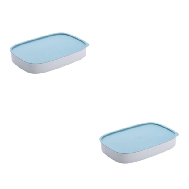 Matsuzay Recipiente de plástico portátil para alimentos, ligero y elegante, para organizar la cocina, ligero y sin esfuerzo Azul 2Conjunto