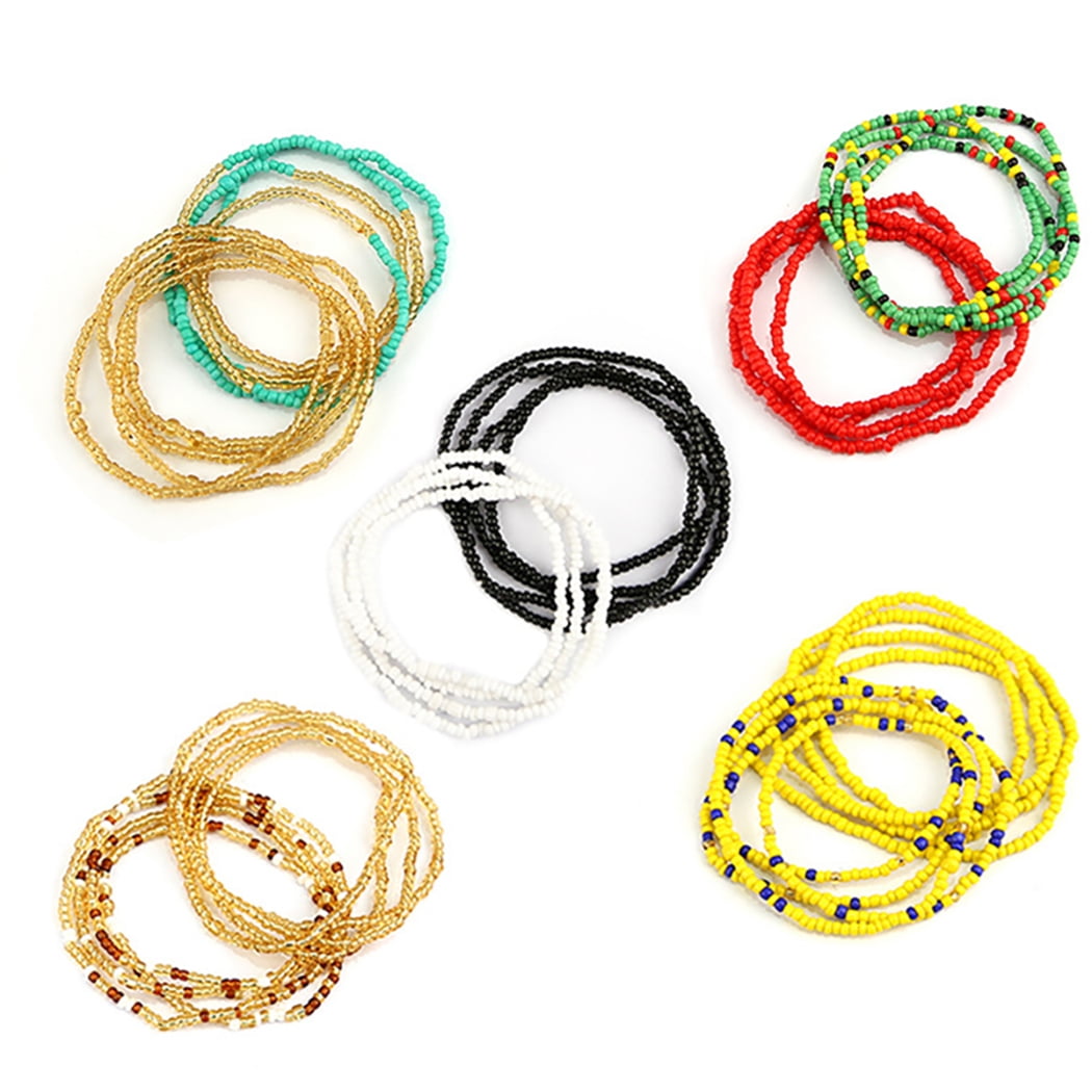 Waist Bead Chain Colorful 10PCS Elastic Belly Chain Bikini Jewelry for