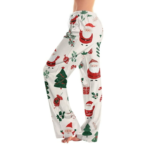 Women's Casual Fashion Christmas Pajama Pants, Long Sleepwear Trousers for Sports and Home Use, Comfortable and Soft Material for Nightwear and Lounging,Light Gray,M