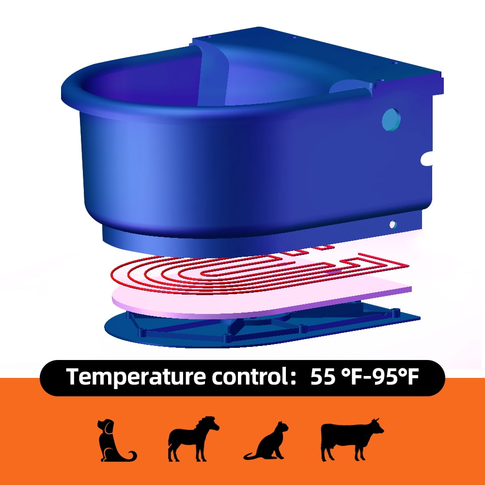 Automatic Heated Dog Waterer Bowl Feeder Constant Temperature Dispenser 3L Outdoor Thermal Bowl with Float Ball Valves for Pet Dog Horse Cattle Goat Sheep (Blue)