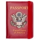 thumbnail image 1 of (Rojo) con soporte para pasaporte con insignia de metal 3D, billetera de viaje para pasaporte de cuero blindado, accesorios para titulares de identificación de viaje para mujeres y hombres, 1 of 5