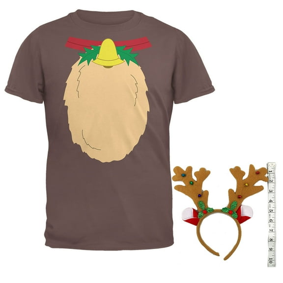 Christmas Costume Reindeer Mens Costume T Shirt with Antlers Headband