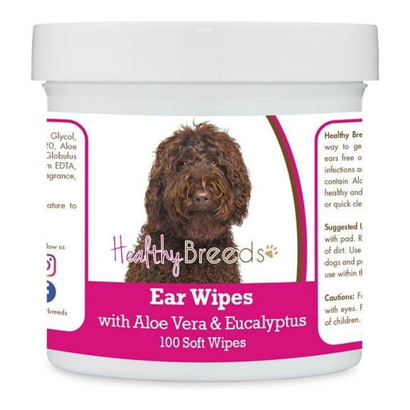 Healthy Breeds 192959824056 Labradoodle Ear Cleaning Wipes with Aloe & Eucalyptus for Dogs - 100 Count