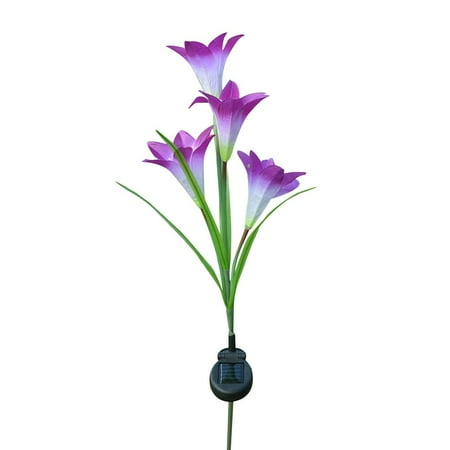 

ROBOT-GXG 4 Lily Flower Style Outdoor Solar Powered Stake Lights Changing LED Decorative Lights for Garden/Backyard