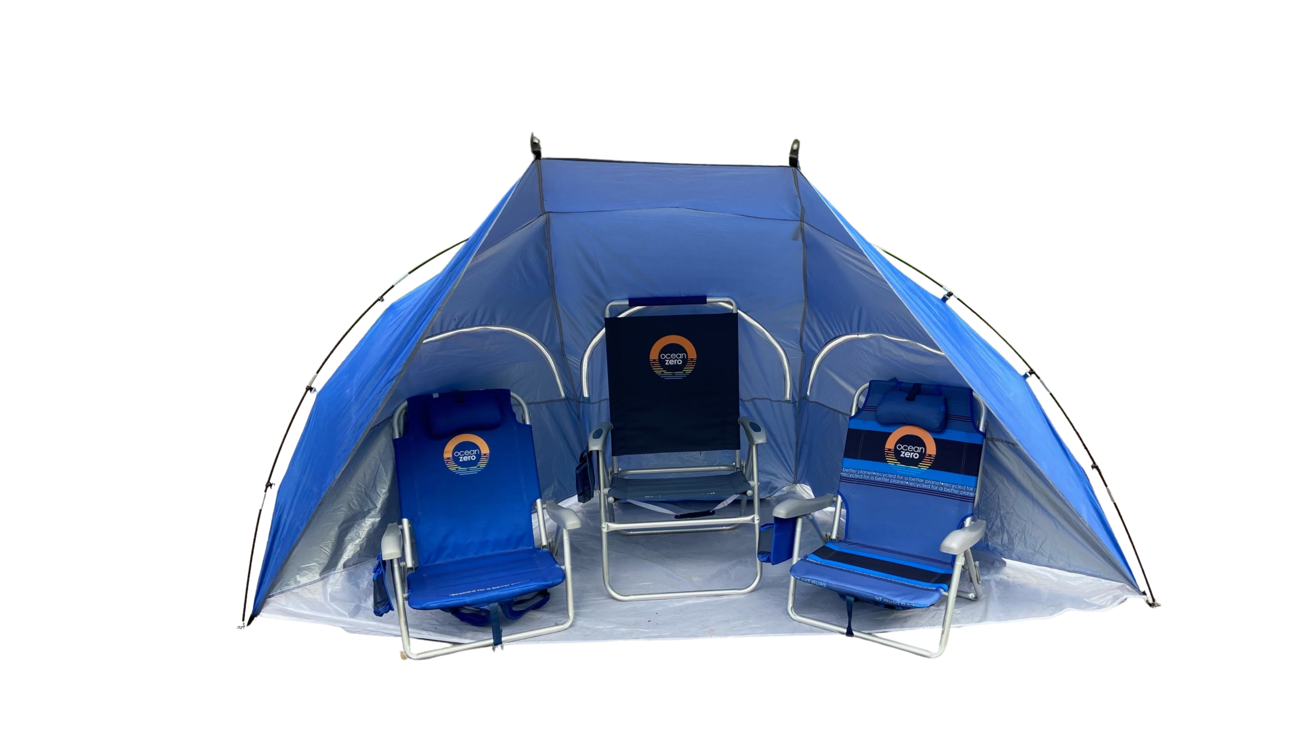 Ocean Zero Portable Beach Shade. UPF 50+. Solid Blue