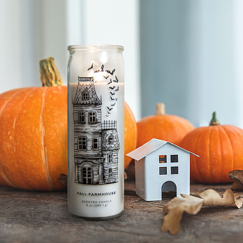 Mainstays Haunted House Scented Candle, Fall Farmhouse Scent Aromatic Candle, 9 oz