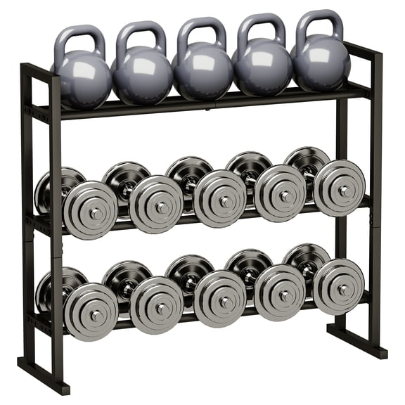 3-Tier Adjustable Dumbbell Storage Rack, Weight Rack Stand, Extended Base Weight Storage for Home Gym – Holds Up to 450 lb, Space-Saving Fitness Equipment Organizer