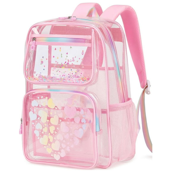 DAKIMOE Fashion Clear Backpack For School Women School Bookbag Heavy Duty Transparent Backpack, Clear Bookbag