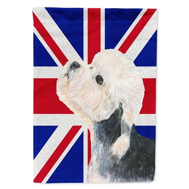 Dandie Dinmont Terrier with English Union Jack British Flag House Flag