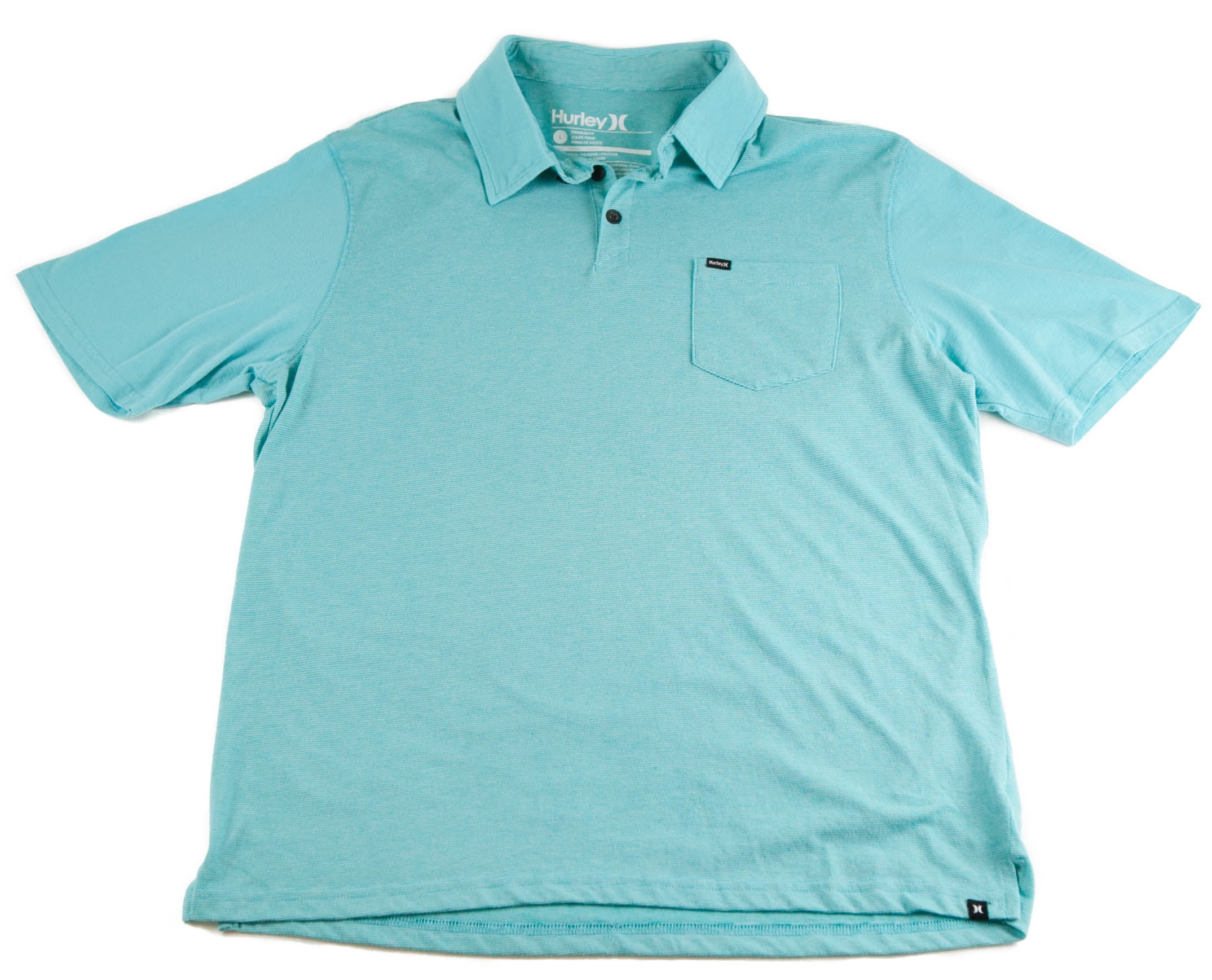 Hurley Men's Golf Shirt Drake Polo Blue Casual ButtonUp Striped