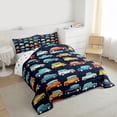 thumbnail image 3 of Manfei Cute Cartoon Car Bedding Comforter Set,Colorful Vehicle Twin Comforter Sets,Black Blue Yellow Bedding Set For Boys Kids,Microfiber Bedroom Decor Reversible,2pcs, 3 of 8