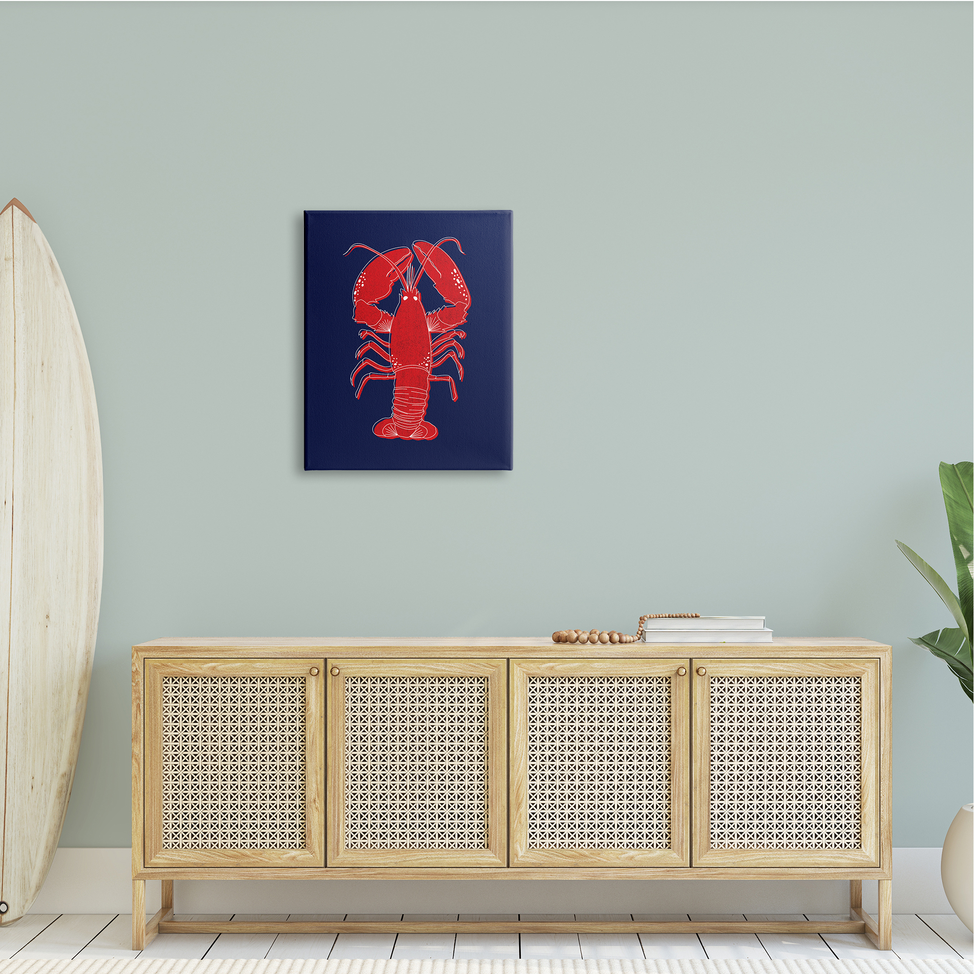 Stupell Industries Juicy Lobster Seafood White Outline Crustacean ,24 x 30, Design by Emily Cromwell