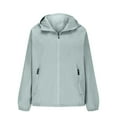 thumbnail image 6 of XPMWRP Women's Waterproof Hooded Casual Jacket Loose Windbreaker Long Sleeved Coat Solid Color Stand Collar Zipper Jacket With Pockets Green XXL, 6 of 9