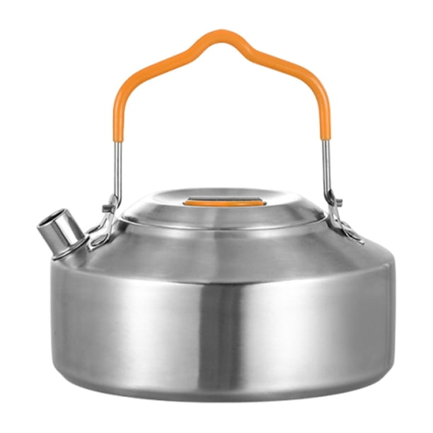 Hervidor de camping, tetera, cafetera, multiusos, de acero inoxidable, ligero, de rápida cocción. 1L plata esmerilada