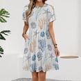 thumbnail image 2 of Nautical Ocean Starfish Shell Conch Summer Dress Summer Street Style Dresses Female Short Sleeve Printed Sundress, 2 of 7