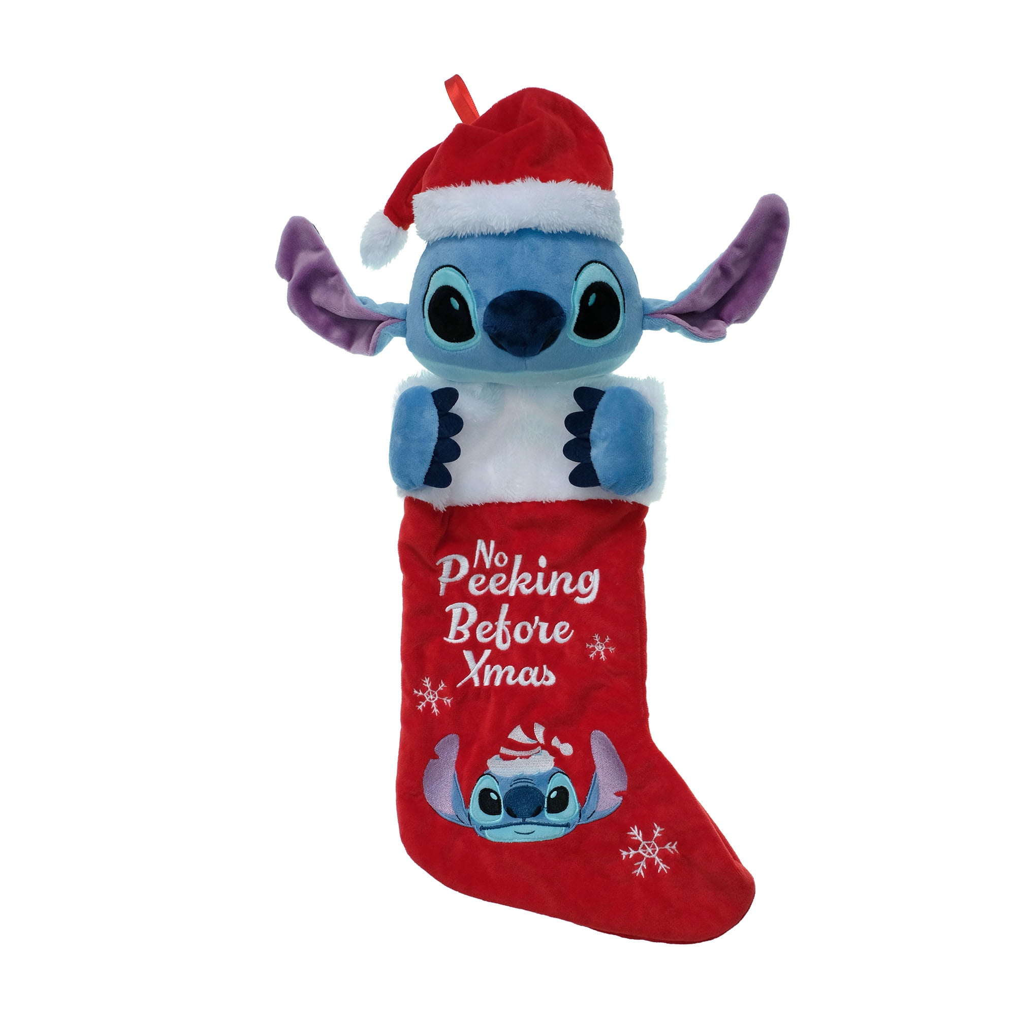 Stitch 3D Plush Head Christmas Stocking – No Peeking Before Xmas Design