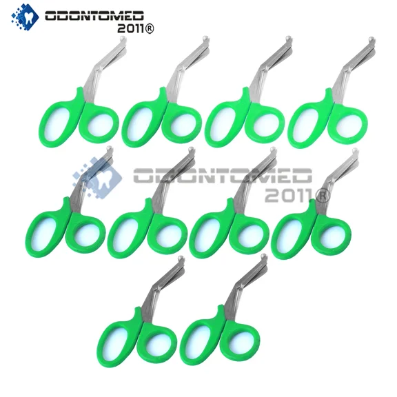10 Pcs Green Utility Scissors 5.5" Multi-Purpose Diy Ems Emt Universal Shears