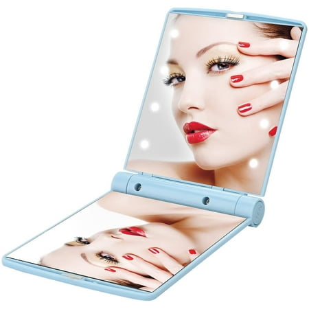 Travel Mirror Portable Led Light Emitting Vanity With Pocket Wallet Size Bright Dark Focus Up Girl Blue 110mm 85mm 11mm Canada Travel Mirror Portable Led Light, Portable Light Up Vanity Mirror
