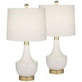 thumbnail image 2 of 360 Lighting Nesbit 25" High Mid Century Modern Table Lamps Set of 2 USB Port White Gold Ceramic Metal Living Room Charging, 2 of 9