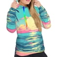 thumbnail image 5 of Yiaed Retro Palm Beach Sunset Print Womens Casual Hoodies Crew Neck Long Sleeve Sweatshirts With Pocket Pullover Tops Women's Hooded Sweatshirt-Medium, 5 of 5