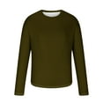thumbnail image 4 of Stamzod Tshirts Shirts for Men Fashion Solid Color Crewneck Long Sleeve Workout Shirts Spring & Fall Casual Oversized Tshirts for Men Brown B XXL, 4 of 5