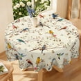 thumbnail image 2 of Janvonne Vintage Birds & Butterflies Round Tablecloth 60 Inch, Waterproof Spring Floral Bird Table Cover for Kitchen Dining, Patio and Home Decor, 2 of 6